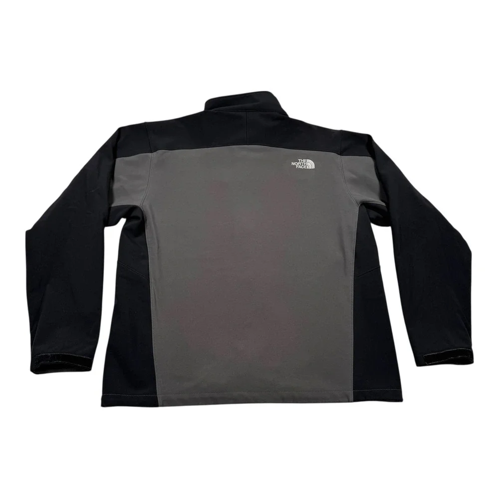 North Face Softshell Jacket Mens Large Gray Black Full Zip Fleece Lined Outdoor